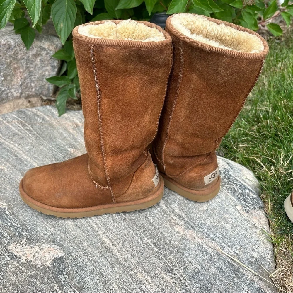 Ugg Australia Original Hickory Brown Boots Suede Shearling Winter Y2K Womens 6